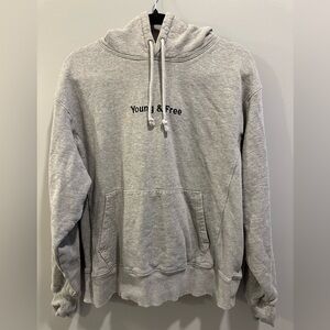 Young & Free Embroidered Logo Hoodie Hillsong Size S Grey